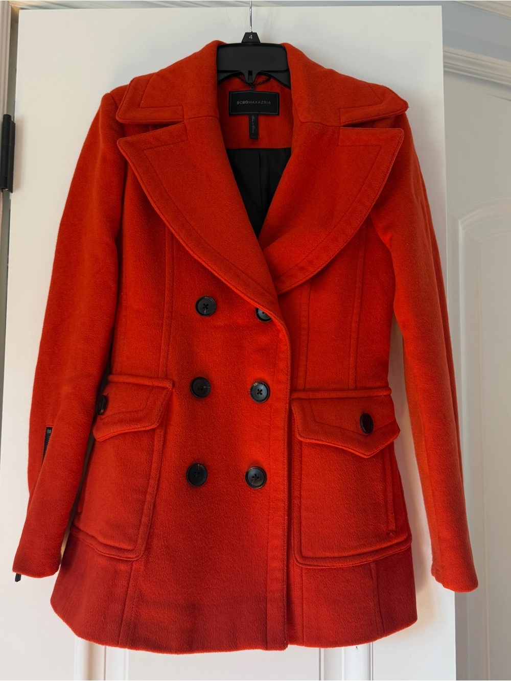 BCBGMAXAZRIA Wool Blend Double Breasted Peacoat